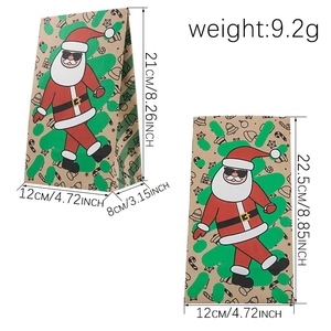 Christmas kraft paper gift bag with Santa Claus print and precise size dimensions shown