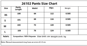 Size chart for straight leg trousers featuring detailed measurements in centimeters