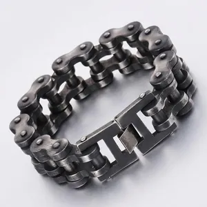 Industrial 22mm stainless steel motorcycle chain bracelet with antique silver finish