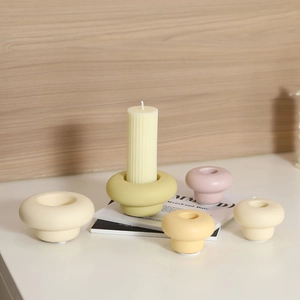 Modern ceramic mushroom candle holder set in minimalist Nordic style for home decor