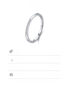 Detailed view of S925 sterling silver ring featuring a 1.6mm micro-pave zircon band