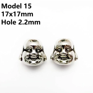 Detailed size specifications for silver Buddha head beads 17x17mm with 2.2mm hole size