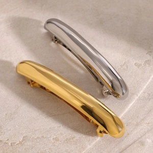 Pince à Cheveux Minimaliste en Métal et Acier Inoxydable pour Femmes Électroplaqué Or Argent Courbé Lisse Ressort Barrette Accessoire de Coiffure