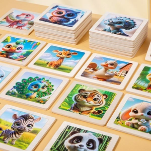 Educational 6-piece wooden animal puzzles for kids featuring dinosaurs and pandas