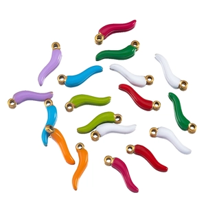 Vibrant enamel chili pepper charms with gold metal rings for DIY jewelry crafting