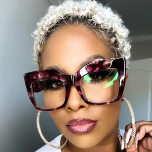 Oversized Square Cat Eye Glasses Frames For Women Anti Blue Light Clear Lens Plastic Vintage Eyeglasses