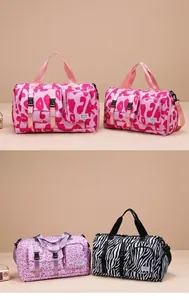 Reisetasche mit großem Fassungsvermögen, Tiermuster, mehreren Taschen und Gurt