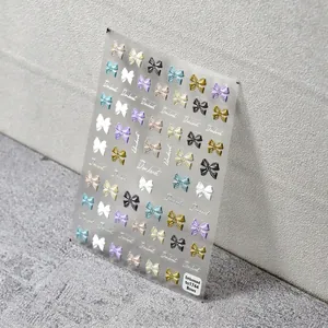 5D Embossed Nail Stickers Bowknot Designs Self Adhesive Manicure Decoration Japanese Style Colorful Decals