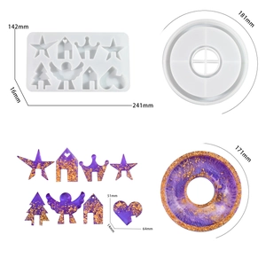 Detailed size specifications for angel and house shaped resin silicone DIY craft molds