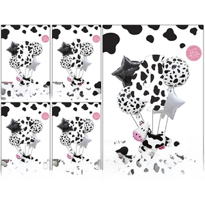 40-inch cow print number foil balloon set in black, white and pink for birthday parties
