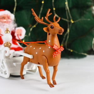 Père Noël électrique sur traîneau à rennes avec musique pour décor de Noël