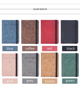 Color display of RFID passport holders with marble texture and elastic closure