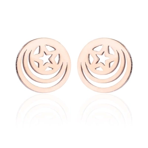 Boucles d'oreilles créoles en acier rose avec motif étoile évidé pour femmes
