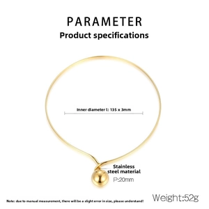 Detailed view of polished gold stainless steel choker featuring a 20mm spherical pendant