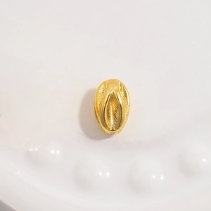 Strukturierte goldene Kürbisperle aus S925 Silber für handgefertigte DIY-Armbänder