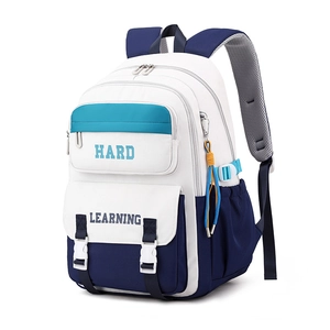 Three-color contrast student backpack with large capacity and breathable straps