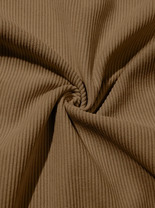 Macro view of the deep brown corduroy fabric texture and longitudinal ribbed details