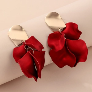 Rose Petal Flower Dangle Earrings Alloy Floral Petals With 925 Sterling Silver Earring Post Statement Fashion For Women
