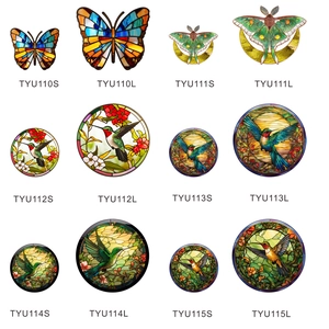 Various sizes of colorful acrylic bird and butterfly hanging suncatchers for home windows