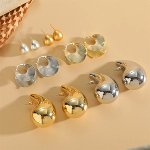 Niche Geometric Copper Earrings Minimalist Gold Silver Plated Water Drop Shell Design Fashion Jewelry For Women Gift