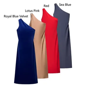 One Shoulder Satin Velvet Maxi Dress Asymmetrical Backless Cutout Elegant Evening Party For Women
