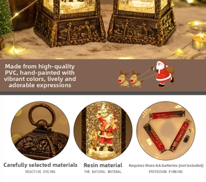 Detail view of Santa Claus Christmas lantern with battery compartment and warm glow