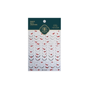Autocollants nail art gaufrés style français avec lignes argentées et cœurs rouges M-919