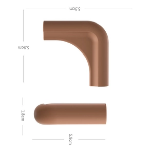 Dimensioni dettagliate del paraspigoli in silicone marrone a forma di L per neonati