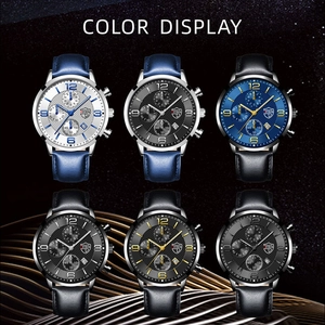 Collection de montres à quartz pour hommes avec bracelet en cuir et affichage de la date