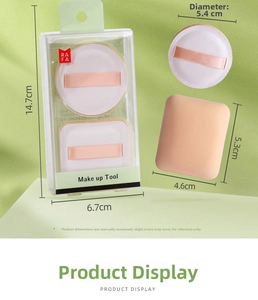 Detaillierte Größenangaben für runde und quadratische Marshmallow-Make-up-Quasten