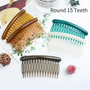 Five-piece 15-tooth round hair comb set in assorted colors for hair styling