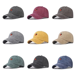 Multi-color vintage washed cotton baseball caps with embroidered strawberry pattern