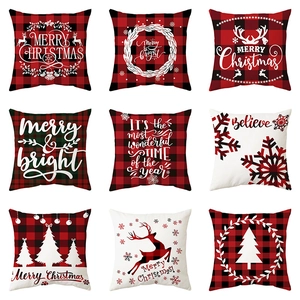 Christmas buffalo plaid deer pillow covers set with various festive patterns and text