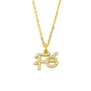 Chique vergulde Fé hanger ketting met fonkelende micro-pave gezette zirkonia