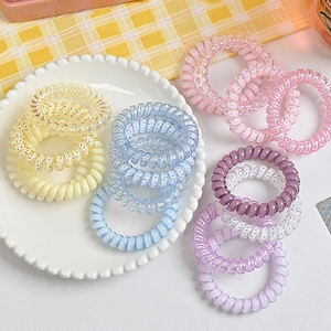 Spiralkabel Haargummis Kunststoff Harz Spurlos Hochelastisch Macaron Farben Süßer Haarschmuck Für Damen