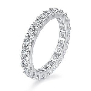 Classic S925 sterling silver eternity ring with sparkling Moissanite stones in a pavé setting