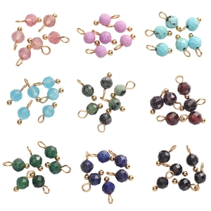 Faceted 4mm natural stone charms in multiple colors with golden loops for DIY jewelry