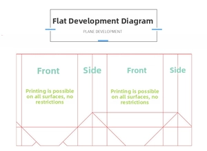 Technical layout diagram showing customizable print areas for the paper gift bag