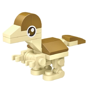 Macro 3D render of beige and brown Stegosaurus dinosaur block toy for kids