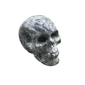 Hand-carved 5cm natural semi-precious dark green gemstone crystal skull sculpture