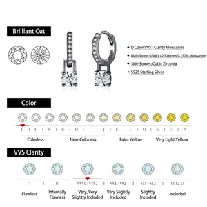 0.50Ct Moissanite D Color VVS1 S925 Sterling Silver Hoop Earrings in Vintage Gun Grey Finish