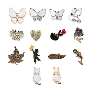 Alloy Rhinestone Brooch Butterfly Cat Heart Enamel Pin Vintage Jewelry For Women Fashion Clothing Anti-exposure Accessory
