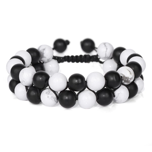 Double Layer Tiger Eye Black Agate Hematite Beaded Bracelet Hand Woven Adjustable Natural Stone Jewelry For Men