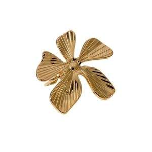 Polierter goldener Fünfblatt-Blumenring aus Edelstahl für Damen im Minimal-Stil