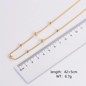 Minimalist Stainless Steel Gold Bead Necklace For Women Frosted Polished Metal Ball Elegant Clavicle Chain Daily Party Jewelry Gift