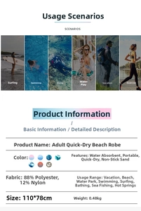 Detailed parameter table of the quick-dry hooded beach poncho for surfing and swimming