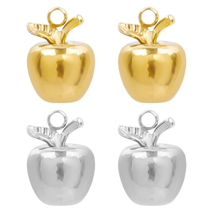Polished 304 stainless steel apple shaped pendants in gold and silver for DIY jewelry
