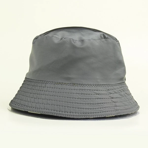 Dark grey nylon hiking sun hat with wide reinforced brim and camouflage lining detail