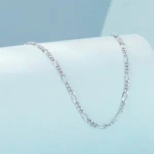 Classica collana a catena Figaro in argento sterling S925 lucido per look a strati