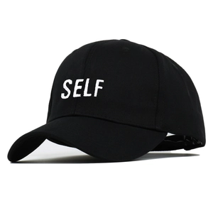 Cappellino da baseball nero classico con ricamo SELF bianco e visiera curva elegante